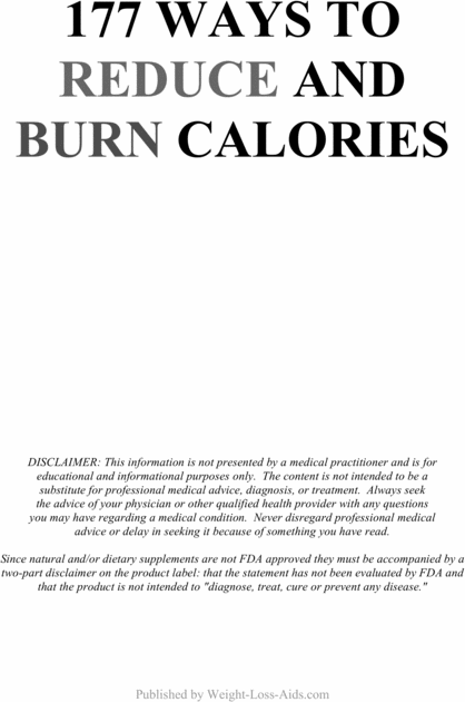 Product picture 177 WAYS TO REDUCE AND BURN CALORIES